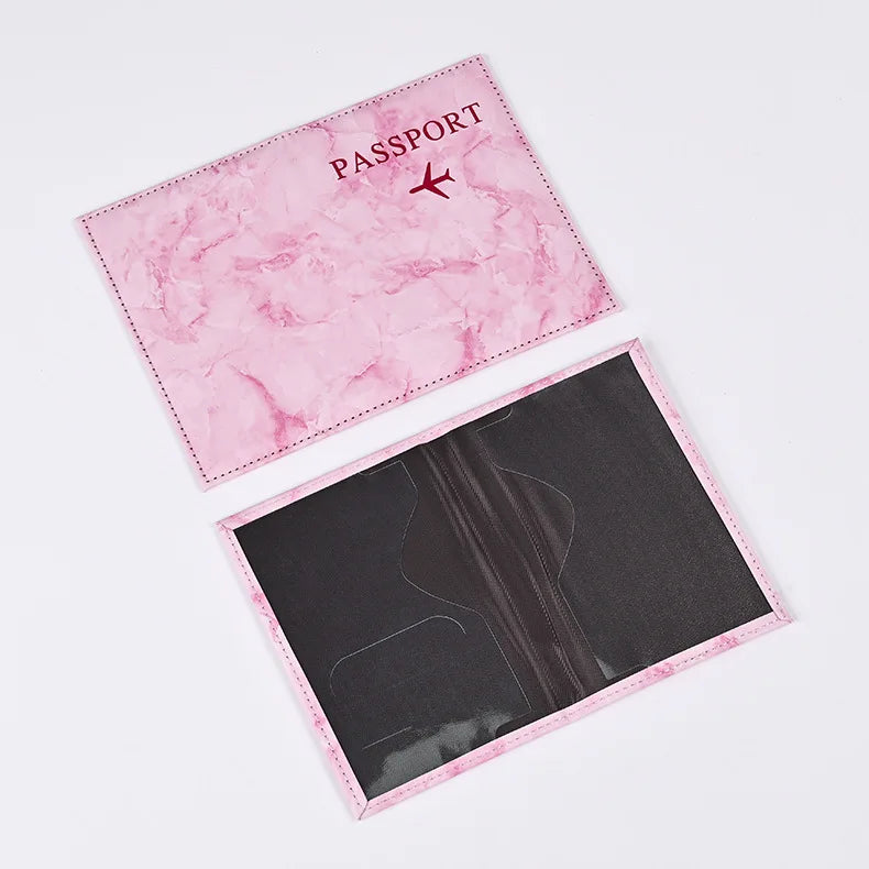 Macaron Color Marble Pattern Passport Covers Ultra-thin Document Holder Travel Passport Holder ID Card Covers Travel Accessories
