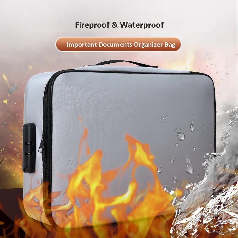 Fireproof Waterproof Important Documents Organizer Storage Bag with Coded Lock for Papers Certificates Diplomas Files Contracts
