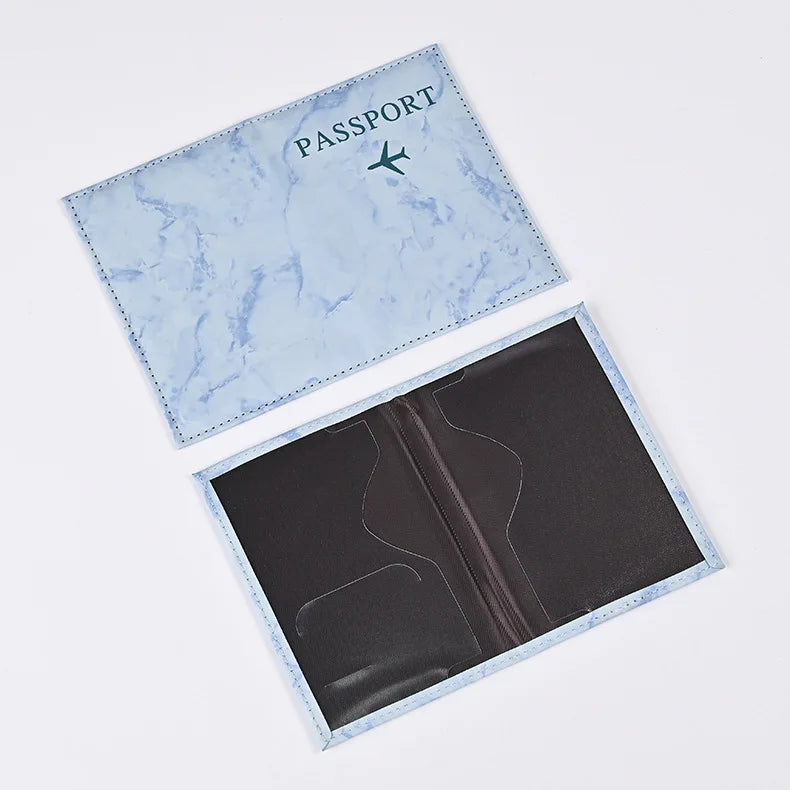 Macaron Color Marble Pattern Passport Covers Ultra-thin Document Holder Travel Passport Holder ID Card Covers Travel Accessories