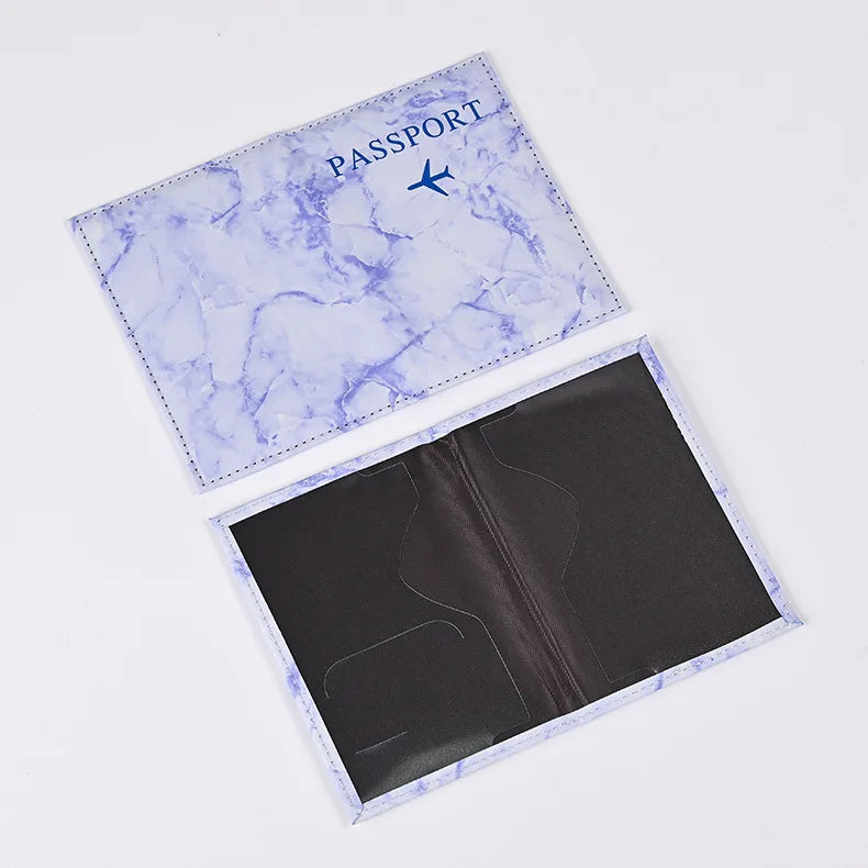 Macaron Color Marble Pattern Passport Covers Ultra-thin Document Holder Travel Passport Holder ID Card Covers Travel Accessories